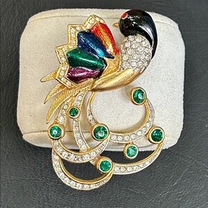 Elegant Multicolor Peacock Brooch